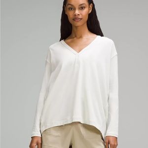 Lululemon Back In Action V-Neck Long-Sleeve Shirt in White (6)